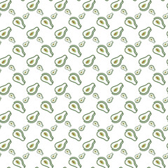 Seamless Pattern Featuring Avocado Illustrations on a White Background