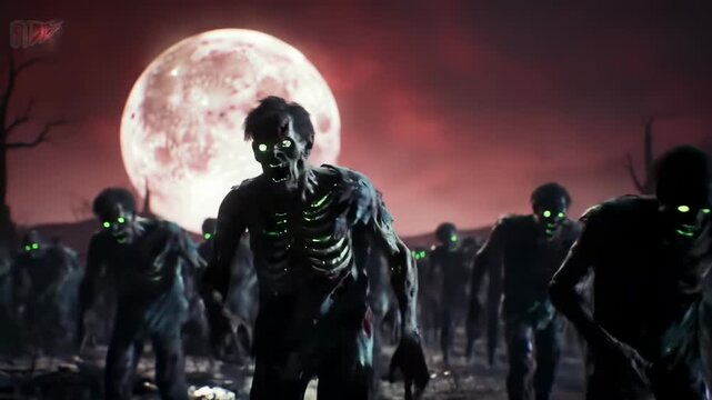 Nightmarish horde of glowing undead