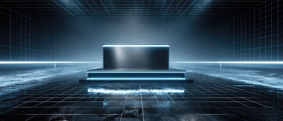 Futuristic Tech Abstract Dark Blue Scene