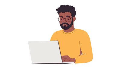 Young Man in Glasses Holding Laptop for Professional Use