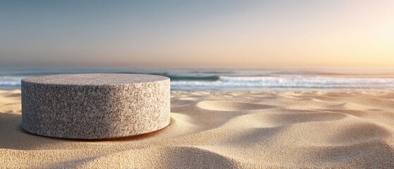Ocean Sunset Textured Cylinder on Sandy Beach
