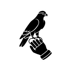  illustration of a falcon perched on a gloved hand