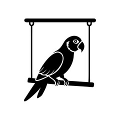  a parrot perched on a swing, isolated on transparent background