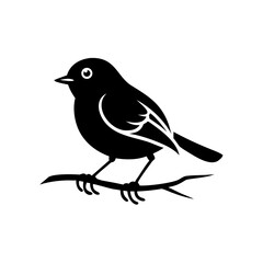 A minimalistic black and white silhouette of a bird perched on a branch