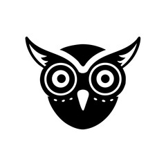 A black owl graphic image with simplistic and eyecatching style