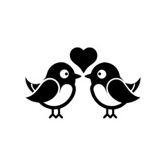 Two cute birds sharing a heart, a symbol of love and friendship