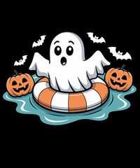 Ghost Summer Pumpkin Pool Float Spooky Funny Ghost