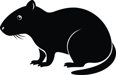 A black silhouette of a beaver