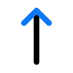 Bright blue up arrow icon isolated on transparent background