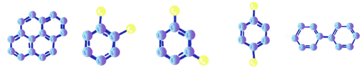 Cute Blue-Purple Molecule and Atom Cartoon Clipart Set – Colorful Chemistry Science Lab Illustration for Educational Projects and Fun Designs