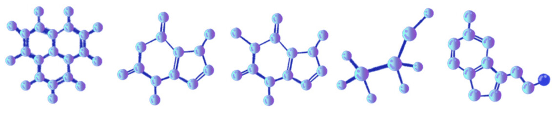 Cute Blue-Purple Molecule and Atom Cartoon Clipart Set – Colorful Chemistry Science Lab Illustration for Educational Projects and Fun Designs