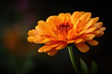 Detailed shot of pot marigold flower with a selective emphasis on the subject