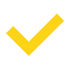 Yellow check mark symbol isolated on transparent background
