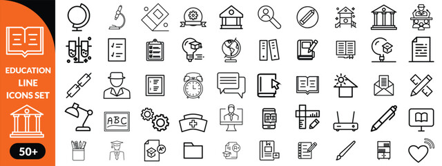 Education line icons set . Education and Learning thin line icons set. Education, School, Learning editable stroke icons. Vector illustration design 