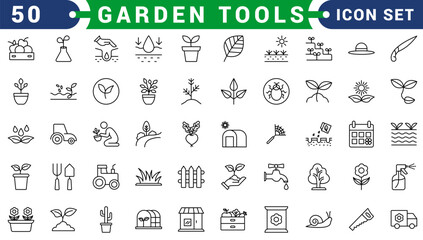 Plants line editable icon set. Containing icons related to plants, floral, etc. Editable stroke. Vector illustration
