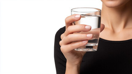 Close-Up of Woman Holding a Clear Glass of Water in Hand