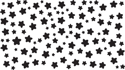 Abstract Scattered Black Stars Pattern Background. Ideal for Celebration, Success, Night Sky, Dreamy