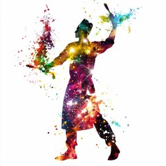 A chef silhouette, vibrant abstract splashes