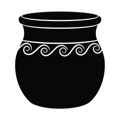 Black seashell pot with white swirls icon