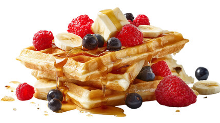 Waffles with Syrup and Berries Breakfast Indulgence