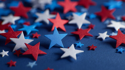 Red, White, and Blue Stars Decorating a Festive Background