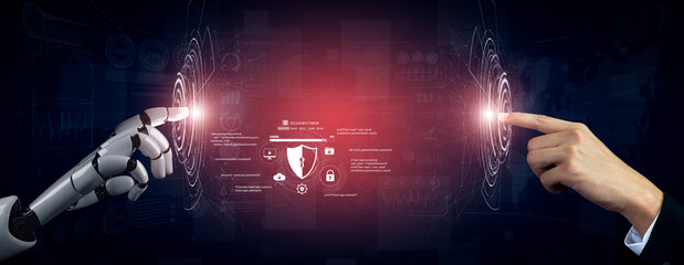 AI artificial intelligence strengthens cybersecurity with intelligent threat detection, virtual...
