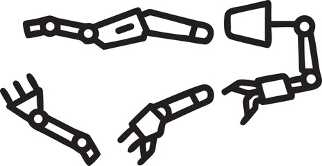 Detailed Line Drawing of a Futuristic Robot Arm with Gripper mechanical technology