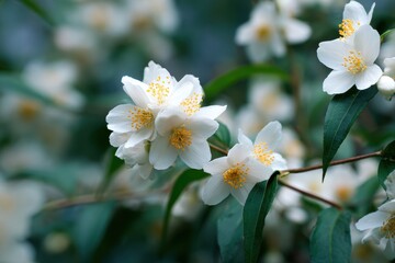 Obraz premium Jasmine is a perennial upright shrub with decorative flowers