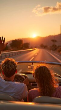 Road trip adventure under sunset skies