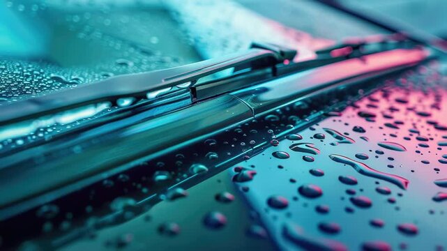 A close-up view of a car windshield covered in tiny water droplets, great for scenes where rain or mist is involved