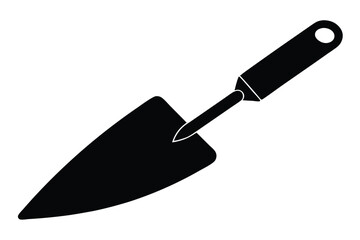 Black and White Silhouette of a Cake Server or Trowel Tool Illustration