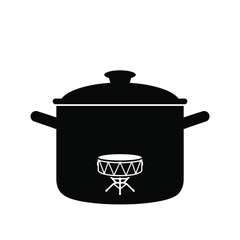 Black pot with drum icon musical