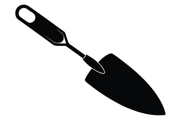 Black and White Illustration of a Hand Trowel with a Handle Hole