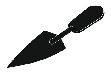 Silhouette Image of a Garden Trowel with a Rounded Handle and Pointed Tip