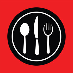 fork and spoon, fork, food, knife, icon, restaurant, spoon, plate, vector