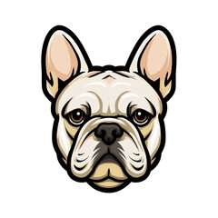 French bulldog face illustration featuring a playful and friendly expression in a vibrant, cartoonish style