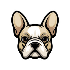 French bulldog head illustration featuring a cute and expressive face with distinct features and playful demeanor