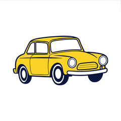 Yellow vintage automobile with dark blue trim vintage car