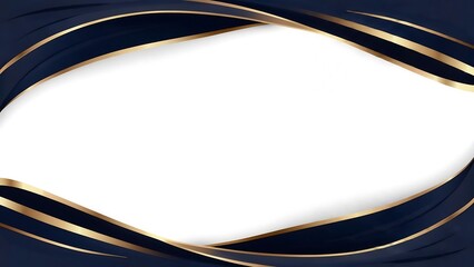 [Luxury abstract background with dark blue and golden wave shapes and copy space.]