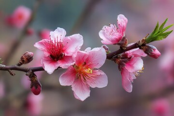 Lovely peach blossoms in full bloom