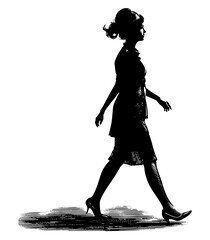 Stylish woman silhouette in a dress and heels