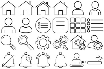 Essential UI and Navigation Outline Icons Set