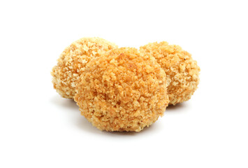 Delicious fried croquette balls isolated on white