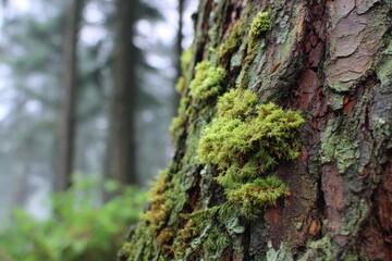 Moss covered tree trunk