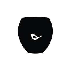Black pot with white bird icon vector