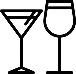 Simple line art icons of a martini glass and a wine glass