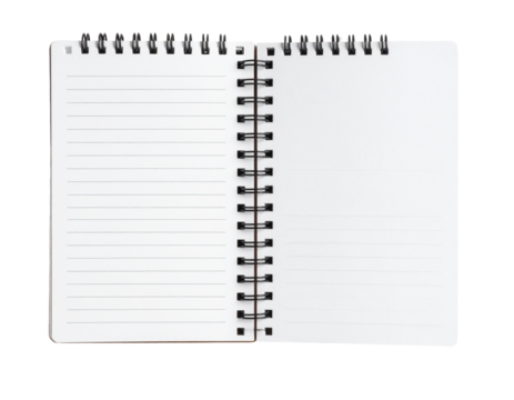 Pring Notepad with Blank Pages, Front View, Isolated on Transparent Background