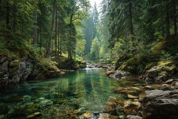 Mountain forest stream Natural scene