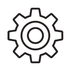 Simple black outline gear icon on a white background