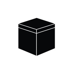 Black cube icon on white background geometric shape